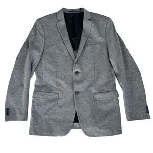 Theory Mens Rodolf Heathered Gray Ponte Two Button Blazer Jacket, Size 42